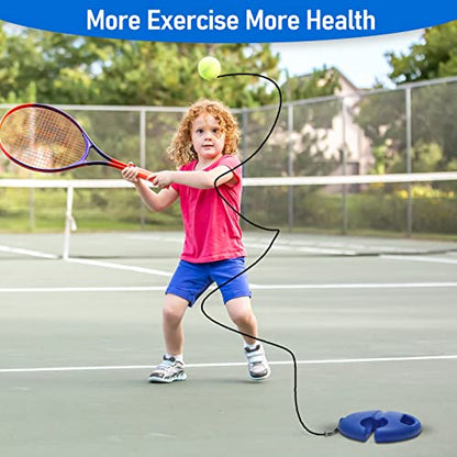 Tennis Trainer Rebound Ball with String Solo Tennis Training Kit Portable Practice Rebounder Equipment Training Tools with Long Elastic Ropes for Adults, Kids, Beginners