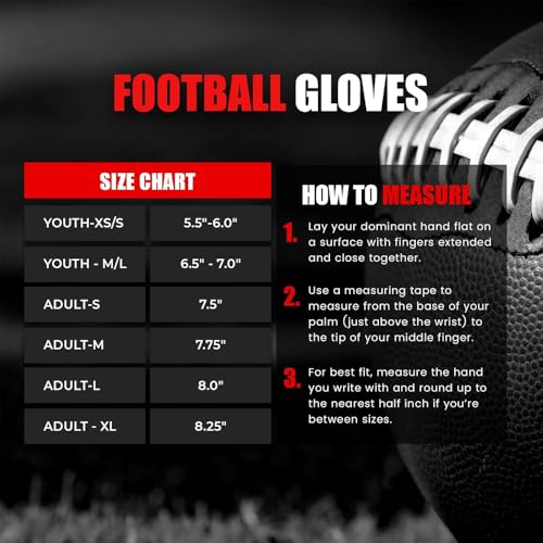 1.0 Football Gloves – Super Sticky Receiver Gloves Tacky Grip & Performance for Games & Training – Adult & Youth Sizes