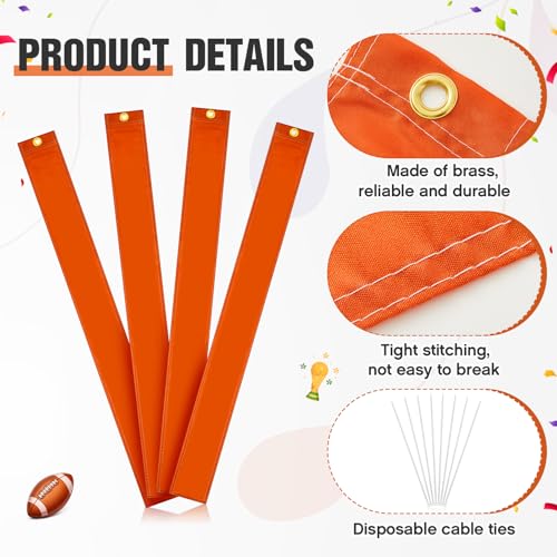 Mepase Set of 4 Football Goalpost Wind Directional Flags with 8 Fixed Cable Tie for Practice, 4 x 42 Inch