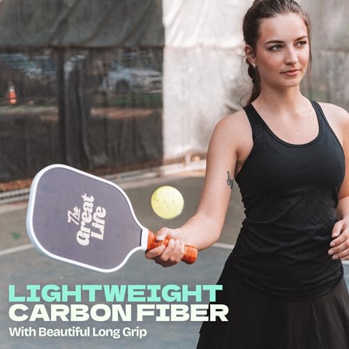 Pickleball Paddle Premium Set | 2 Carbon Fiber Paddles & 4 Balls | Sport Bag & Paddle Cover Included | Beginner Friendly | 6in. Handle | Honeycomb Core | Lightweight | Retro & Stylish
