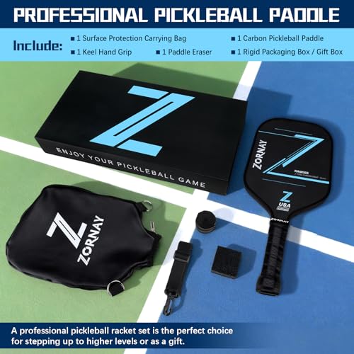 T700 Pickleball Paddles,16mm Pickleball Paddles, USAPA Approved Carbon Lightweight Pickle Ball Rackets, Wider Pickle Ball Racket Gift for Beginners, Men, Women - color: Black-2