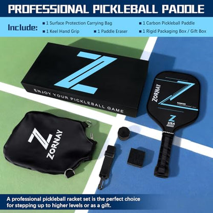 T700 Pickleball Paddles,16mm Pickleball Paddles, USAPA Approved Carbon Lightweight Pickle Ball Rackets, Wider Pickle Ball Racket Gift for Beginners, Men, Women - color: Black-2