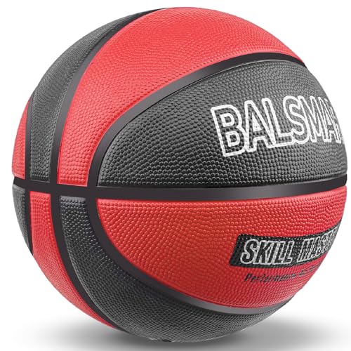 Kids Youth Basketball Size 4/5/6, 25.5"/27.5"/28.5" Basketball for Boys and Girls Indoor Outdoor Play - color: Black Red, size: Size 6- 28.5"