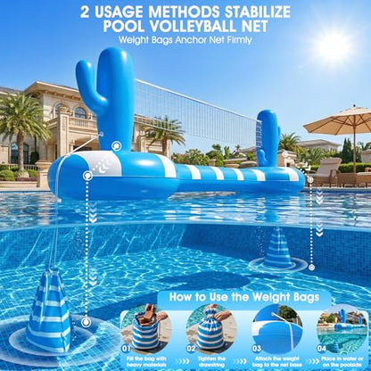 2026 Pool Volleyball Net With Lights,Inflatable Volleyball Net For Pool,Floating Swimming Game Toy for Kids&Adults,Solar pool Volleyball Set,Volleyball Net For Inground Pools,Water Sport Pool Party-L