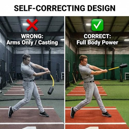 Baseball Swing Trainer Bat with 12 Soft Practice Balls & Carry Bag - Kinetic Chain Hitting Mechanics Tool with Adjustable Grip, Nylon Rope Centrifugal Force Corrector for All Skill Levels
