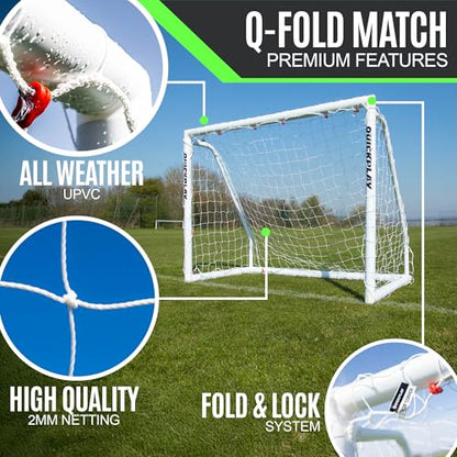 QuickPlay Q-Fold Match Soccer Goal – 30-Second Folding Design for Easy Setup | Portable Net for Backyard | Weatherproof Goal Post for Adults & Kids – [Single Goal] - style: 6 x 4'