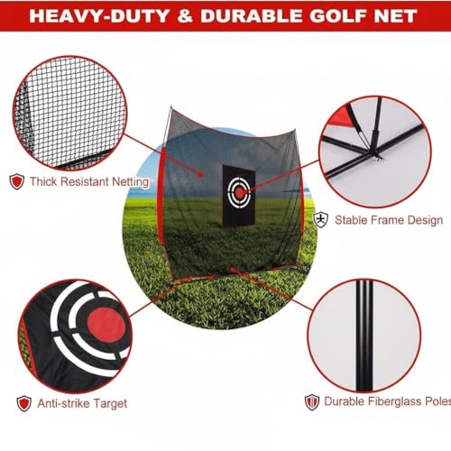 Golf Net Backyard Driving Practice - 10x8ft Heavy Duty Hitting Nets with High Impact Screen for Home Indoor Garage Swing Training Aids Outdoor Sports