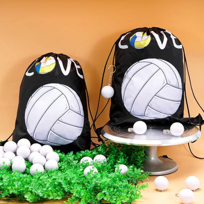 12Pack Drawstring Backpack Volleyball Drawstring Bag Gift Bags,Drawstring Backpacks Bulk,Volleyball Party Favors Cinch Bags String Bags Goodie Sack Bag(Volleyball) - color: Volleyball