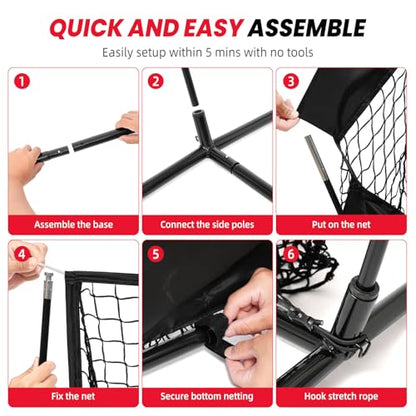 BAGAIL Football Throwing Net - 5 or 9 Target Pockets, Easy Setup, Heavy-Duty - Portable QB Accuracy Trainer, Fun Target Practice Net for Football with Carry Bag - color: Black, style: 5'x5' - 9 Pockets