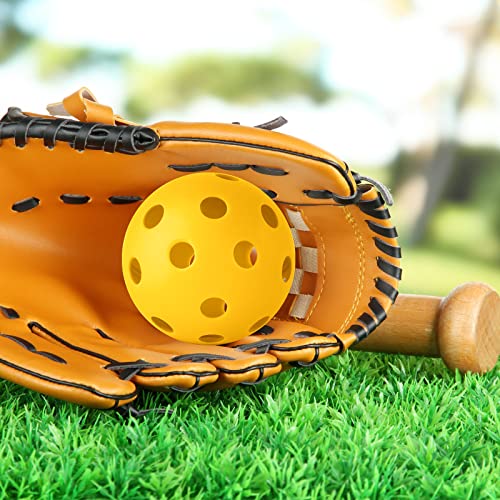 Coopay 24/80 Pack Practice Baseball SoftBalls Plastic Training Balls Lightweight Hollow Balls with a Drawstring Bag for Hitting, Baseball Training Indoor Outdoor Use - color: Yellow, style: 24 Pack
