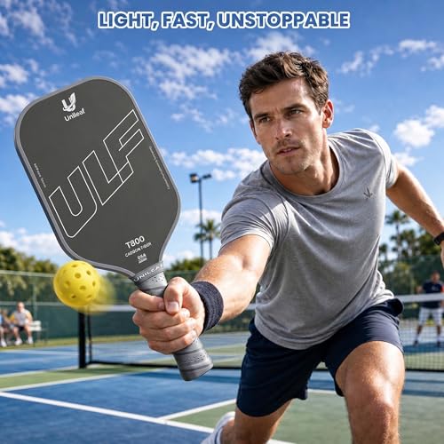 Pickleball Paddles,T800 Carbon Fiber 16mm MPP Foam Core Thermoformed Racket, Shock Absorbing Large Sweet Spot for Seniors Adults Intermediate Players,Premium Gift Set with 12-Month Warranty