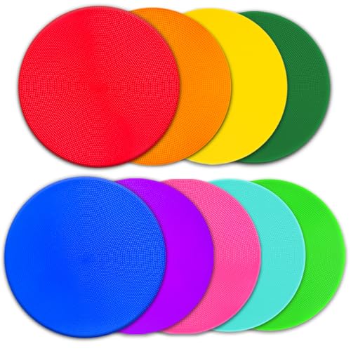 9/18/36 Pcs Poly Spot Markers 9 inch Non-Slip Rubber Agility Training Markers Floor Dots Flat Field Cones for Football Basketball Soccer School Exercise Drills Gym Dance Practice 9 Colors - style: 9 inch 9 Pcs (9 Colors, PVC)