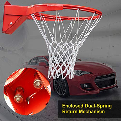 Professional 180º Heavy Duty Breakaway Basketball Rim，18 inch Single Spring Flex Rim Goal Replacement fit Indoor and Outdoor Backboard - color: 2-Double Spring