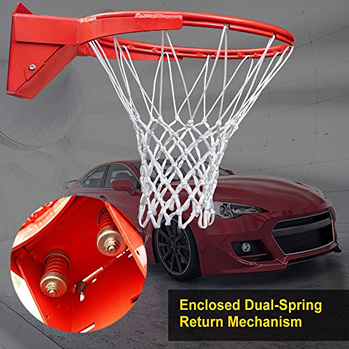Professional 180º Heavy Duty Breakaway Basketball Rim，18 inch Single Spring Flex Rim Goal Replacement fit Indoor and Outdoor Backboard - color: 2-Double Spring