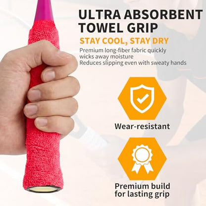 2 Pcs Tennis Racket Grip Tape, Towel Tennis Overgrip Tape, Anti-Slip Absorbent Grip, Racket Overgrip Tape,9 Colors - color: Red