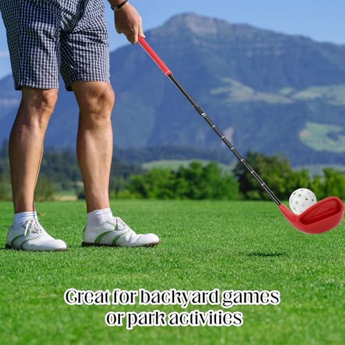 Realspring Backyard Golf Club Set Adjustable Golf Club for Backyard Game Plastic Chipping Clubs Plastic Balls Outdoor Indoor Training Practice Gift for Adults(Red,Right Hand) - style: Right Hand