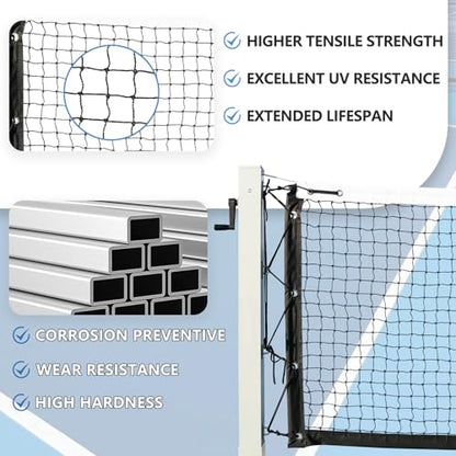 Aluminum Pickleball Net System,Constructed of Rust Proof Aluminum Frame,Regulation Size 22 FT