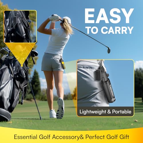 Pro Golf Club Cleaner: 4oz Water Bottle with Groove Cleaner, Heavy-Duty Retainer Clip, Large Nylon Bristles for Deep Clean, Ergonomic Button Design, Essential Golf Accessories & Gifts for Men