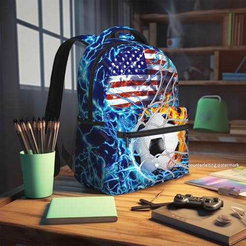 Soccer Backpack for Boys School Backpack for Kids Children Teens Elementary Middle School - Students Bookbag Ages 6-18, Waterproof Adjustable Soccer Bookbag Travel Daypack - color: Soccer