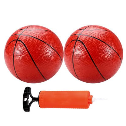 Mini Basketballs Orange 2 Pack 5" Set with Pump Needle Durable Material for Mini Hoop 3+ Years Toddlers Kids Teenagers for Pool Indoors Outdoors