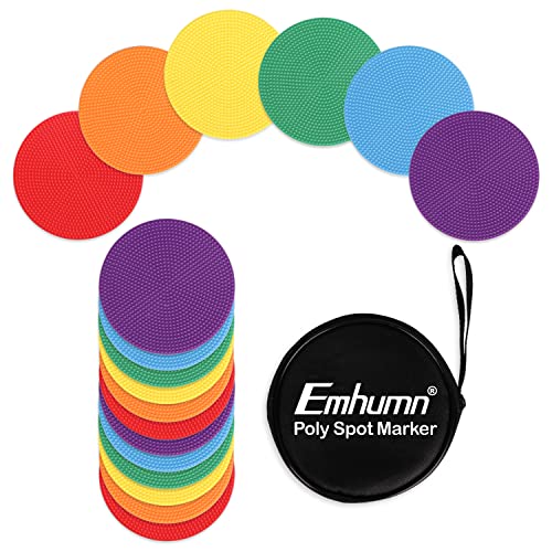 4inch & 9inch Poly Spot Markers for Agility Dot for Gym/PE Training, Dance, 6/12/24 Pcs Round Multiple Color & Size Rubber Non-Slip Spot Marker for Games, Floor Dots and Sport Activities