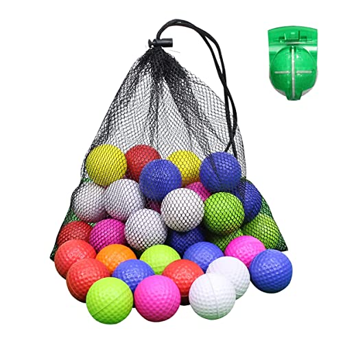 Scott Edward Foam Practice Sponge Golf Balls with Golf Ball Clip, Soft Elastic Light Weight Limited Flight Perfect for Indoor Outdoor, Colorful Golf Training Aid Balls