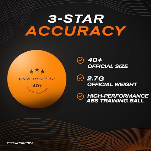 PRO-SPIN Ping Pong Balls - 3-Star Premium Orange Table Tennis Balls | High-Performance 40+ ABS Professional Quality | Ultimate Durability for Indoor & Outdoor Ping Pong Tables