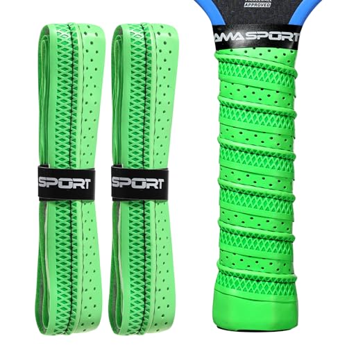 AMA SPORT Pickleball Paddle Grip Tape 2 Pack Pickleball Overgrip Replacement Grip Wrap for Pickleball Rackets Anti-Slip Grip Ridge Easy Installation and Long-Lasting Performance - color: Light Green
