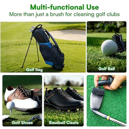 Golf Club Brush with Magnetic Clip & Water Sprayer - 5oz Capacity, Stiff Bristles for Deep Cleaning, Silicone Hose & Gravity Ball for Easy Use on Course - color: White
