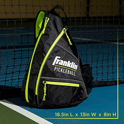 Franklin Sports Pickleball Bags - Sling Bag Backpack for Gear + Equipment - Men + Women - Holds Paddles, Balls + Accessories - color: Black/Green