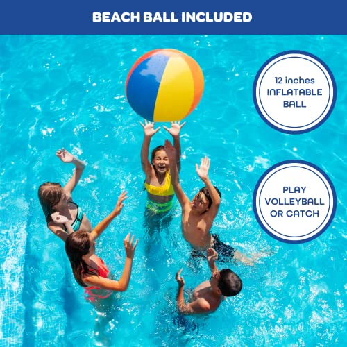 Giant Inflatable Palm Tree Volleyball Net Set w Ball- 12 ft Long Extra Large Size-Durable Thick PVC Material, Easy to Inflate- Outdoor/Backyard Summer BBQ Pool Party, Kids, Teens Water Toy Game Float