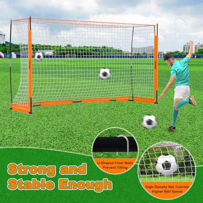 Soccer Goal, 12×6 ft /16×7 ft Portable Soccer Goals Net for Backyard, Quick Setup Training Equipment with 1 Carry Bag, 4 Ground Nails, 12 Training Cones - color: 12×6FT Orange