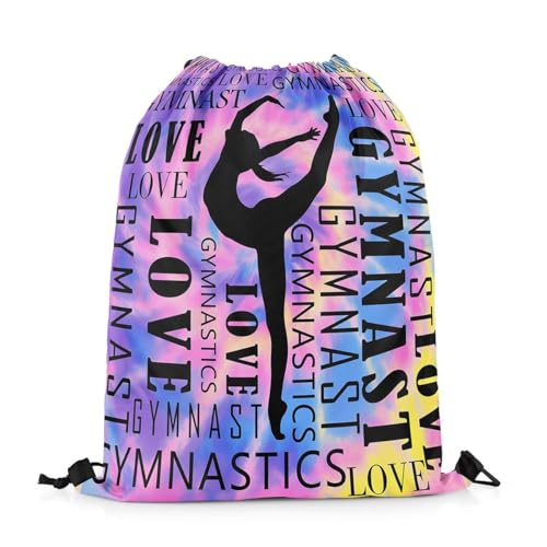 Castle Fairy Gymnastics Sports Backpack Cheerleading Drawstring Sackpack Rainbow Tie Dye Drawstring Backpack for Women Gym Shopping Sport Yoga - color: Purple 12