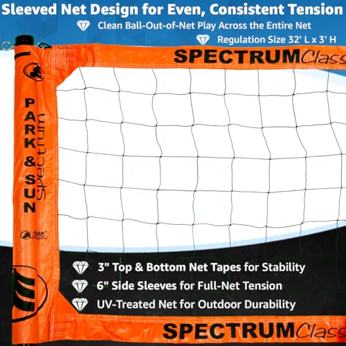 Park & Sun Sports Spectrum Classic: Adjustable Professional Outdoor Volleyball Net System - color: Classic Orange