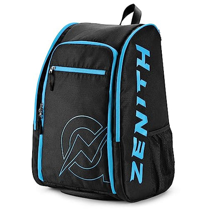 A11N SPORTS Tournament Pickleball Bag Backpack for Men & Women, Holds 4 Paddles, Shoe Compartment, Fence Hook - color: Black/Blue