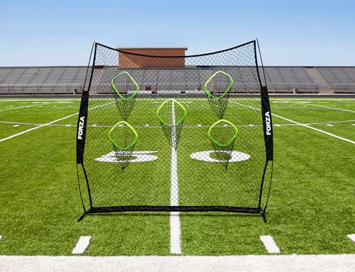 FORZA Replacement Football Quarterback Target Net – 8ft x 8ft High-Density Polyester Net with 5 Target Pockets