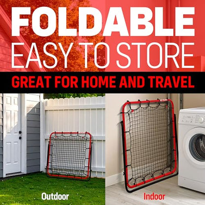 Soccer Rebound Net Rebounder | Skill Training Gifts, Aids & Equipment for Kids Teens & All Ages - Kick-Back/Portable, Adjustable Angles