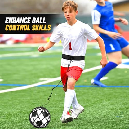 Soccer Kick Trainer 2 Psc with Return Net - Football Training Equipment for Boys & Girls - Practice Gear Compatible with Size 3 4 5 Balls