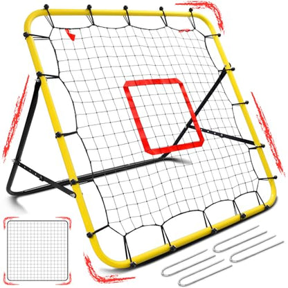 Soccer Rebounder Bounce Back Net,Baseball Rebounder Net, Adjustable Angle All Ages Volleyball Rebounder Training Equipment, Soccer Themed Gifts for Backyard Soccer Practice - size: 3.3FT