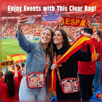 Clear Soccer Bag for Stadium Events Soccer Match Approved Transparent Purse with DIY Patches Concert Sport - style: Spain