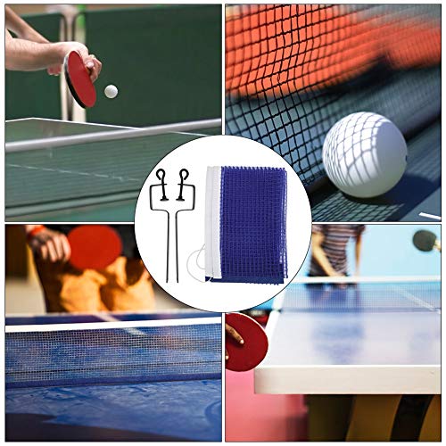OUKENS Tennis Table Net with Bracket,Portable Simple Polyester Tennis Table Ping Pong Net with Metal Bracket, Sports Replacement Accessories,Easy Setup (Blue)