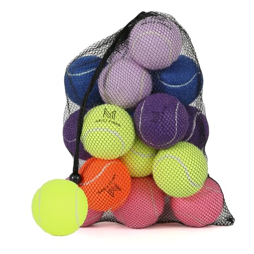 12/18 Pack Tennis Balls for Training, Pet Dog Playing, and Practice with Mesh Bag for Transport and Beginner Training - color: Colorful-18Pack