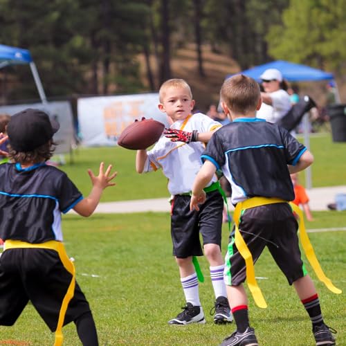 Flag Football Set, 14 Player Adjustable Belts with Cones Includes 14 Easy Tear Away Belts, 28 Football Flags, 12 Cones, 1 Carrying Bag for Youths, Adults Sport Team Training - style: Yellow, Green