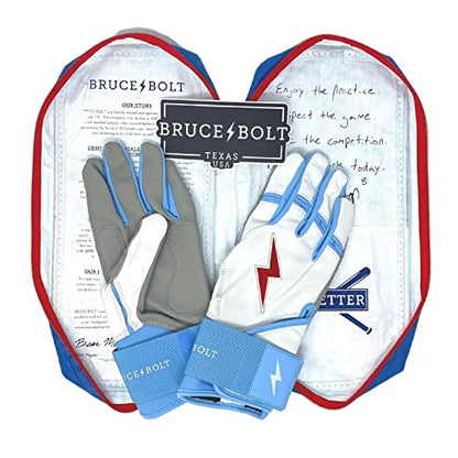 BRUCE BOLT Signature Series Long Cuff Batting Gloves - Pro-Athlete Collection - Adult & Youth Sizes - color: Happ/White, size: X-Large