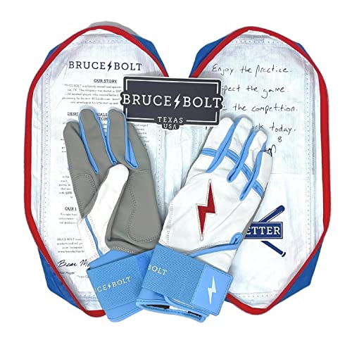 BRUCE BOLT Signature Series Long Cuff Batting Gloves - Pro-Athlete Collection - Adult & Youth Sizes - color: Happ/White, size: Medium