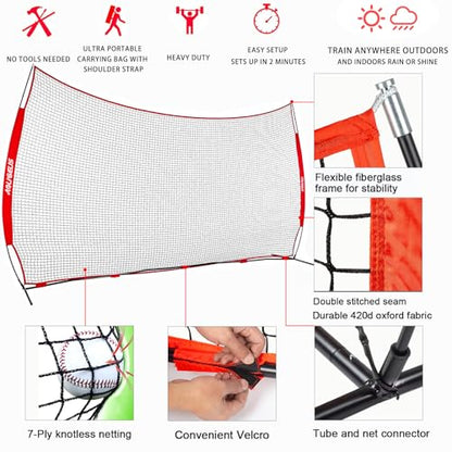 Sports Barrier Net,Sports Net,Barricade Backstop Net,Perfect for Baseball,Softball,Soccer, Basketball,Lacrosse - style: 16X10Ft-Red