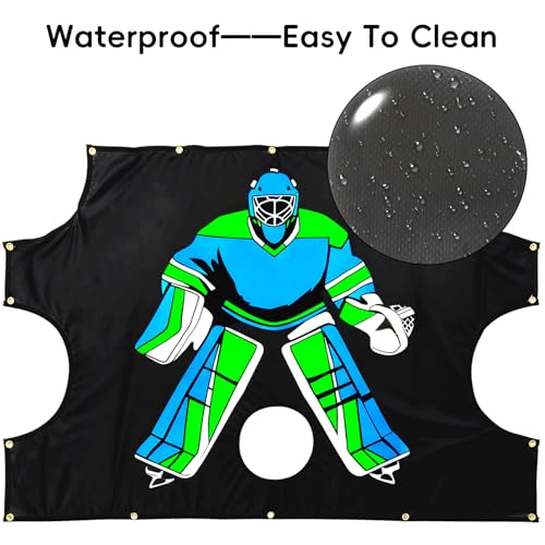 Doublehorse Ice Hockey Training Target - Durable Quick Install PVC Goalie for Shotting Accuracy Skill Development Suit Indoor Outdoor All Weather - for Youth Adults with 5 Hole - 1 Piece
