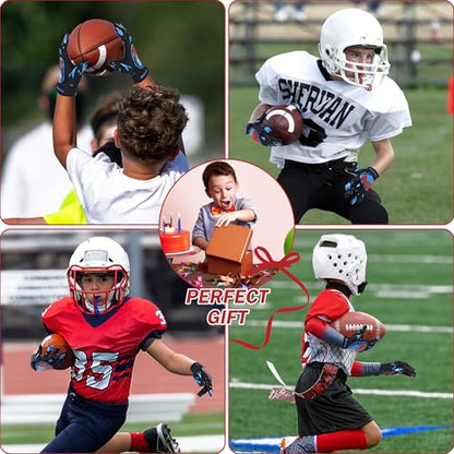 AIGEVTURE Youth Football Gloves Kids Receiver Gloves Sticky Football Gloves for Boys Girls - color: Football B, size: Youth M
