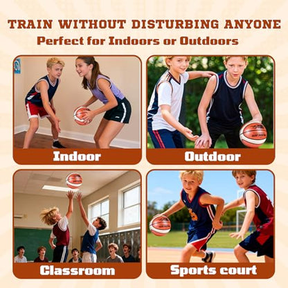 Silent Basketball with Cover Size 7 High Bounce Indoor Airless Foam Ball for Quiet Traning Basketball Soundless for Dribbling,Youth Gift for Teen Boys
