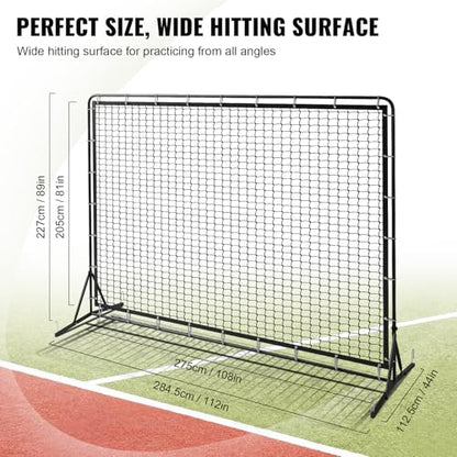 9.4ft x 7.4ft Tennis Rebounder Net, Tennis Rebounder Trainer, Multi-Sport Training Bounce Back Net for Tennis, Baseball, Lacrosse, Hockey, Softball, Pickleball, Ball, for Backyard and Indoor & Outdoor